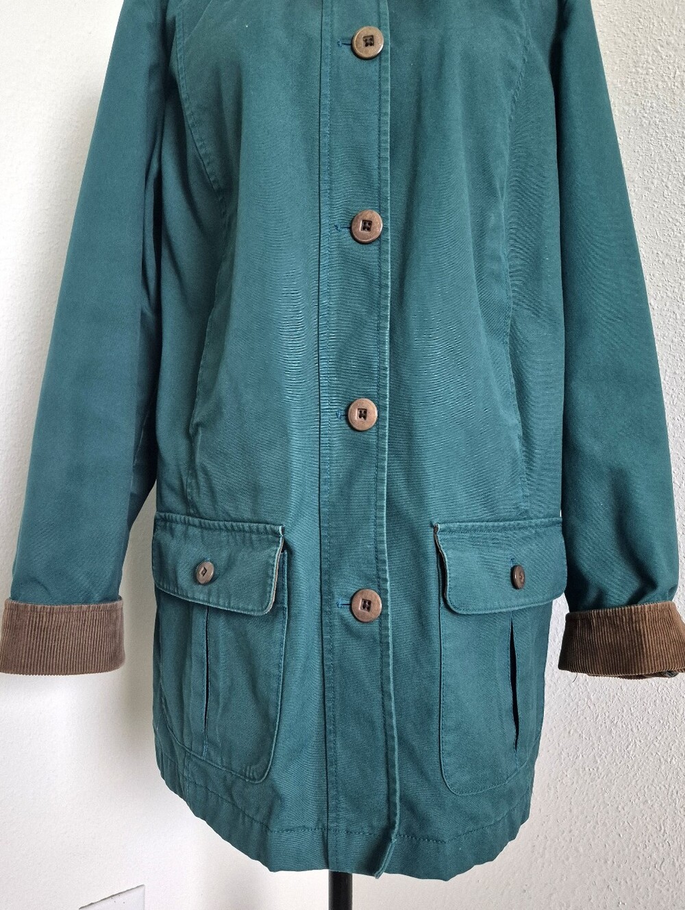 LL Bean Womens Adirondack Plaid Flannel-Lined Barn Coat M Green Chore Jacket - Picture 6 of 16